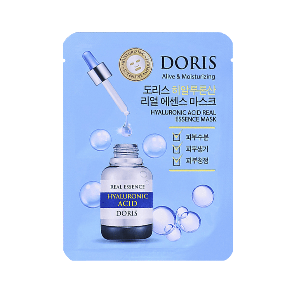Увлажняющая тканевая маска для лица с гиалуроновой кислотой Doris Hyaluronic Acid Real Essence Mask 99 1